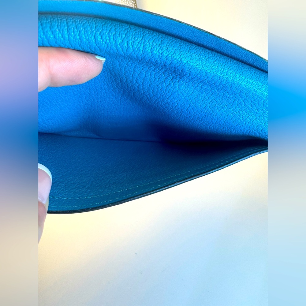 Hermès Béarn Wallet Bleu Paon Epsom Leather Palladium 2007 Hermès wallet AUTH - Picture 11 of 16